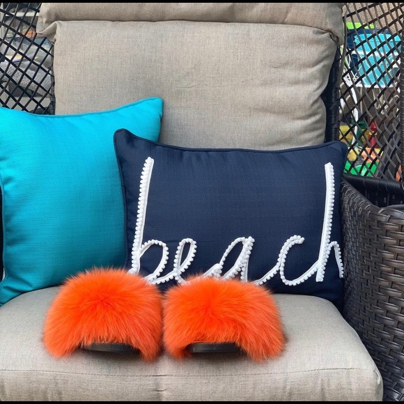 Orange dream faux fur slides (size 4-12 available) - Picture 4 of 4